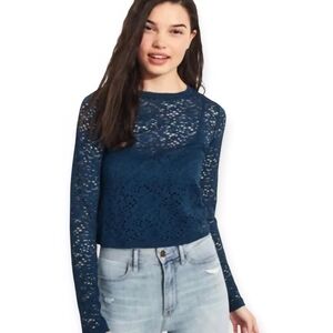 Hollister Navy Lace Women's Blouse